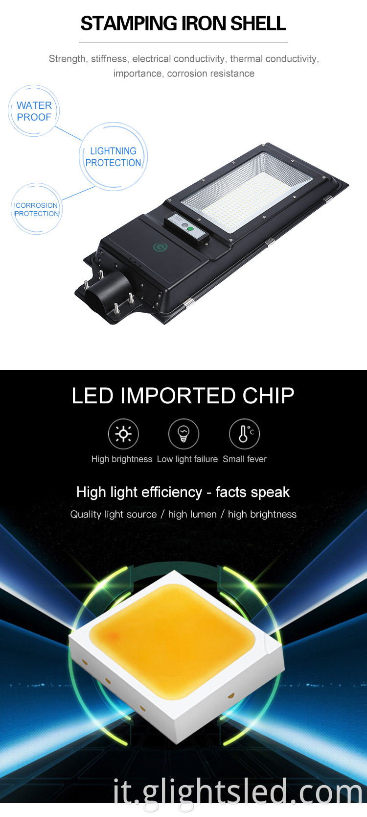 SMD impermeabile ip65 outdoor 60 100 W tutto in uno integrato lampioni solari a led